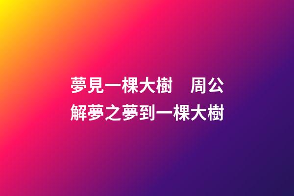 夢見一棵大樹　周公解夢之夢到一棵大樹